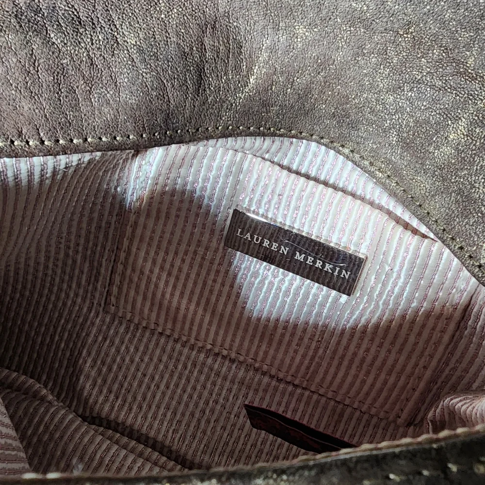 Lauren Merkin Bronze Leather Clutch - EUC.
